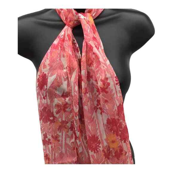 Collection 18 Womens Pink Floral Tasseled Rectangle Scarf 12x96 NWT - Picture 13 of 16